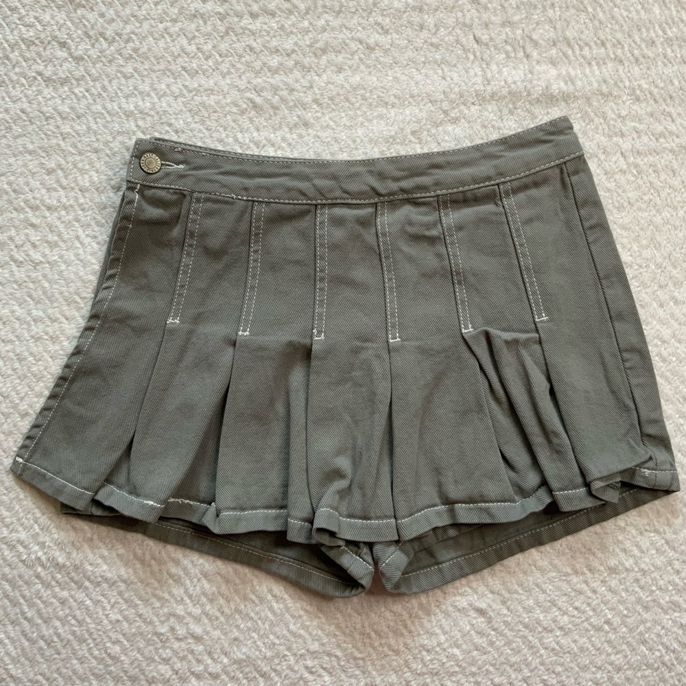 J. Galt Maliyah Pleated Denim Skort Grey Mini Skirt